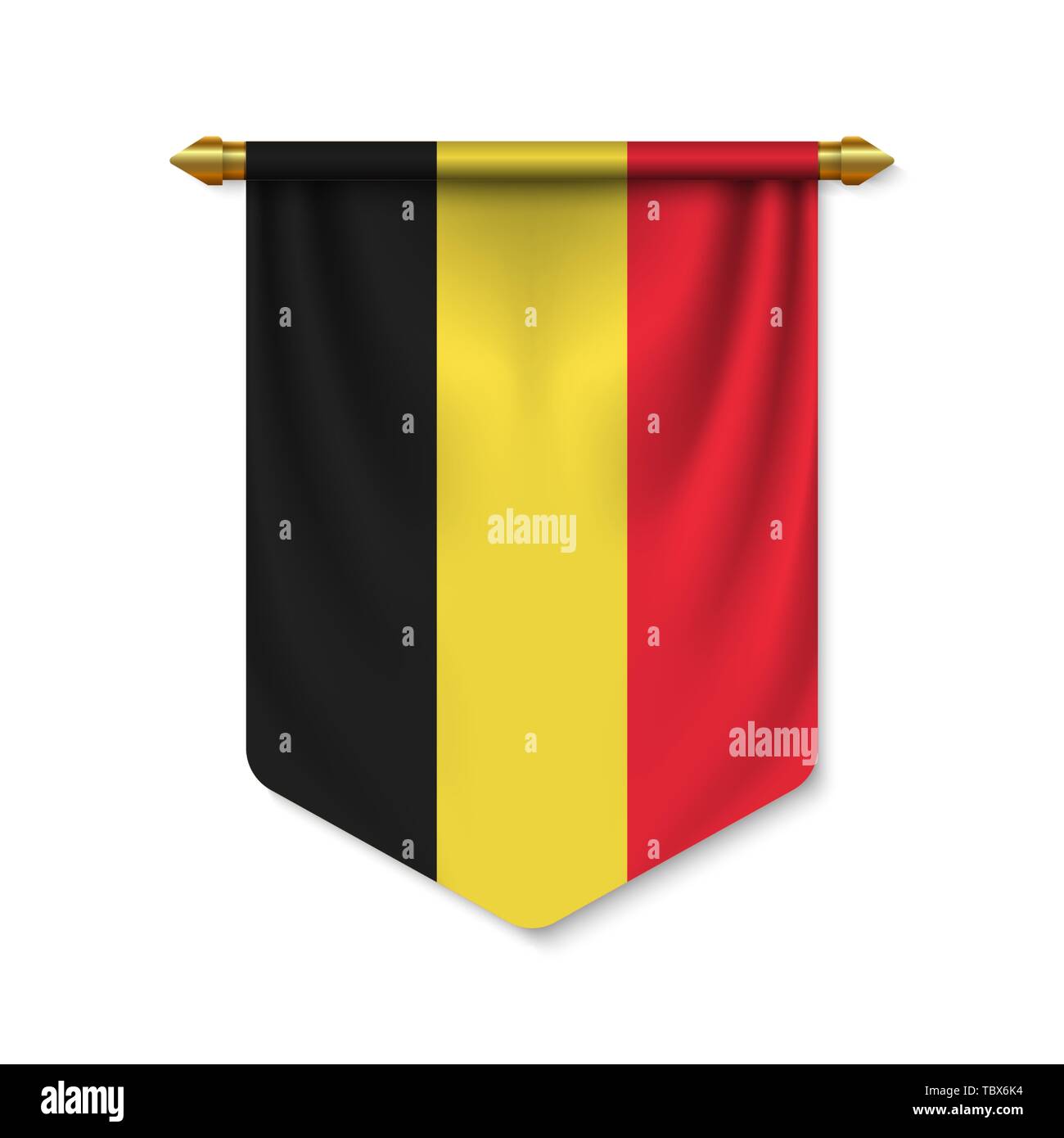 3d realistische Wimpel mit Flagge von Belgien. Vector Illustration Stock Vektor