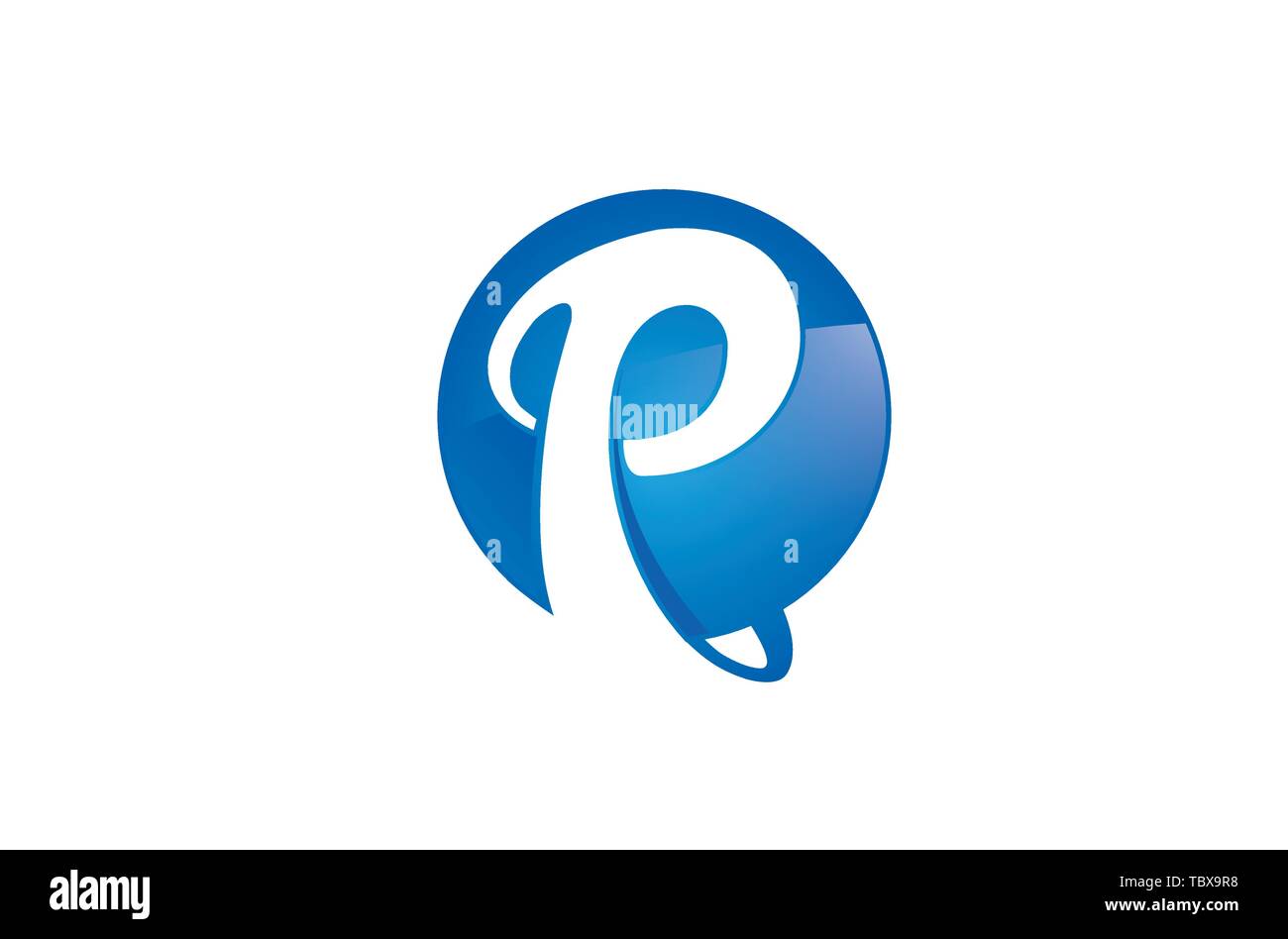 Creative Blue P Letter Circle Vector Logo Design Illustration Stock Vektor
