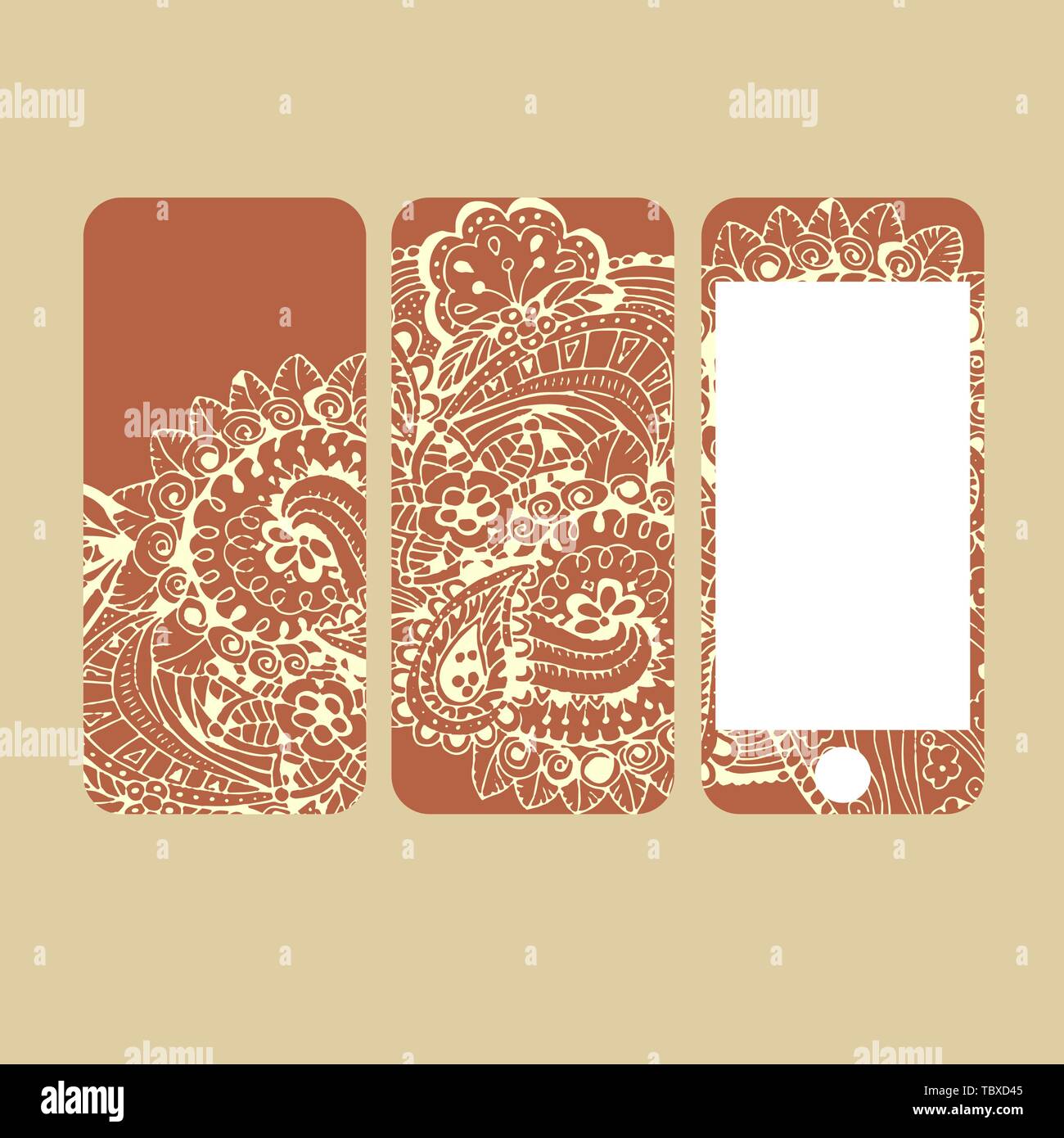 Mobiltelefon zurück und Bildschirm, Muster. Vector Illustration, Vorlage für Phone Case. Editierbare Element unter Freistellungsmaske. Stock Vektor