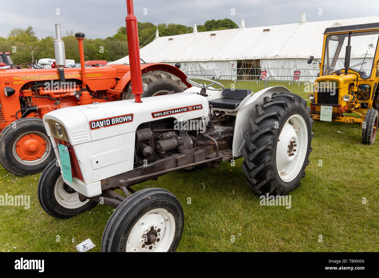 David Brown 770 Selectamatic weiß Traktor auf Anzeige an der Devon County zeigen Stockfoto