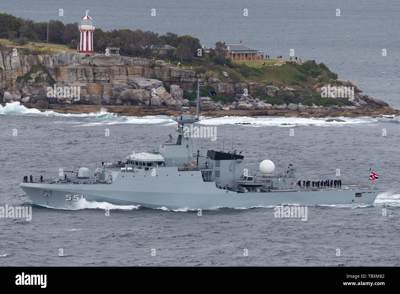 HTMS Krabi (OPV-1382) Offshore patrol Vessel (OPV) der Royal Thai Navy Abfahrt Sydney Hafen. Stockfoto