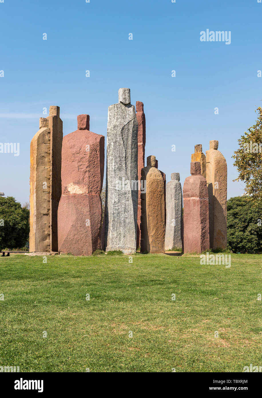 Steinstatuen, Central Park, Jaipur, Rajasthan, Indien Stockfoto