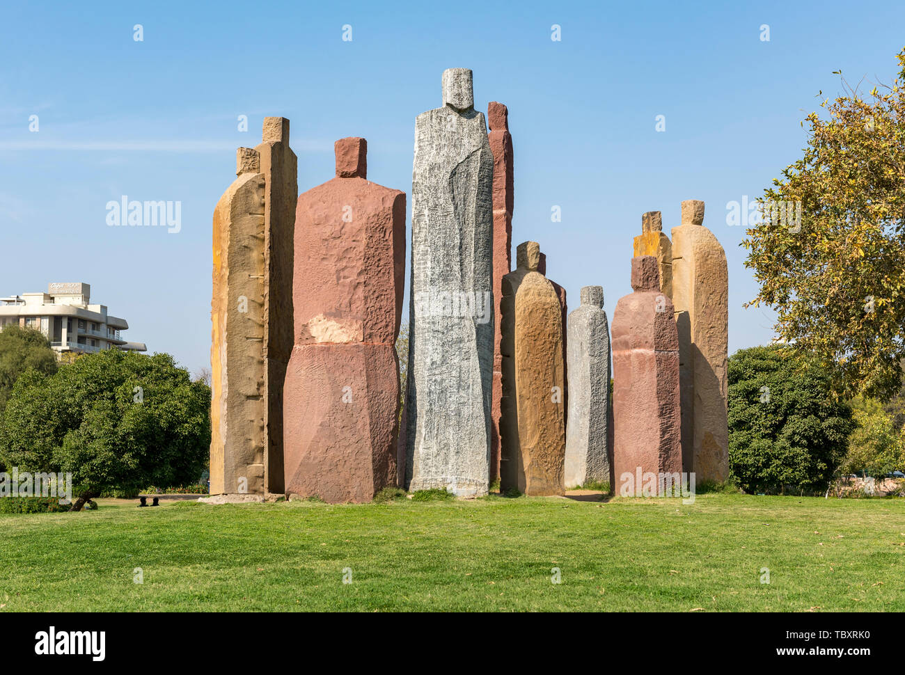 Steinstatuen, Central Park, Jaipur, Rajasthan, Indien Stockfoto