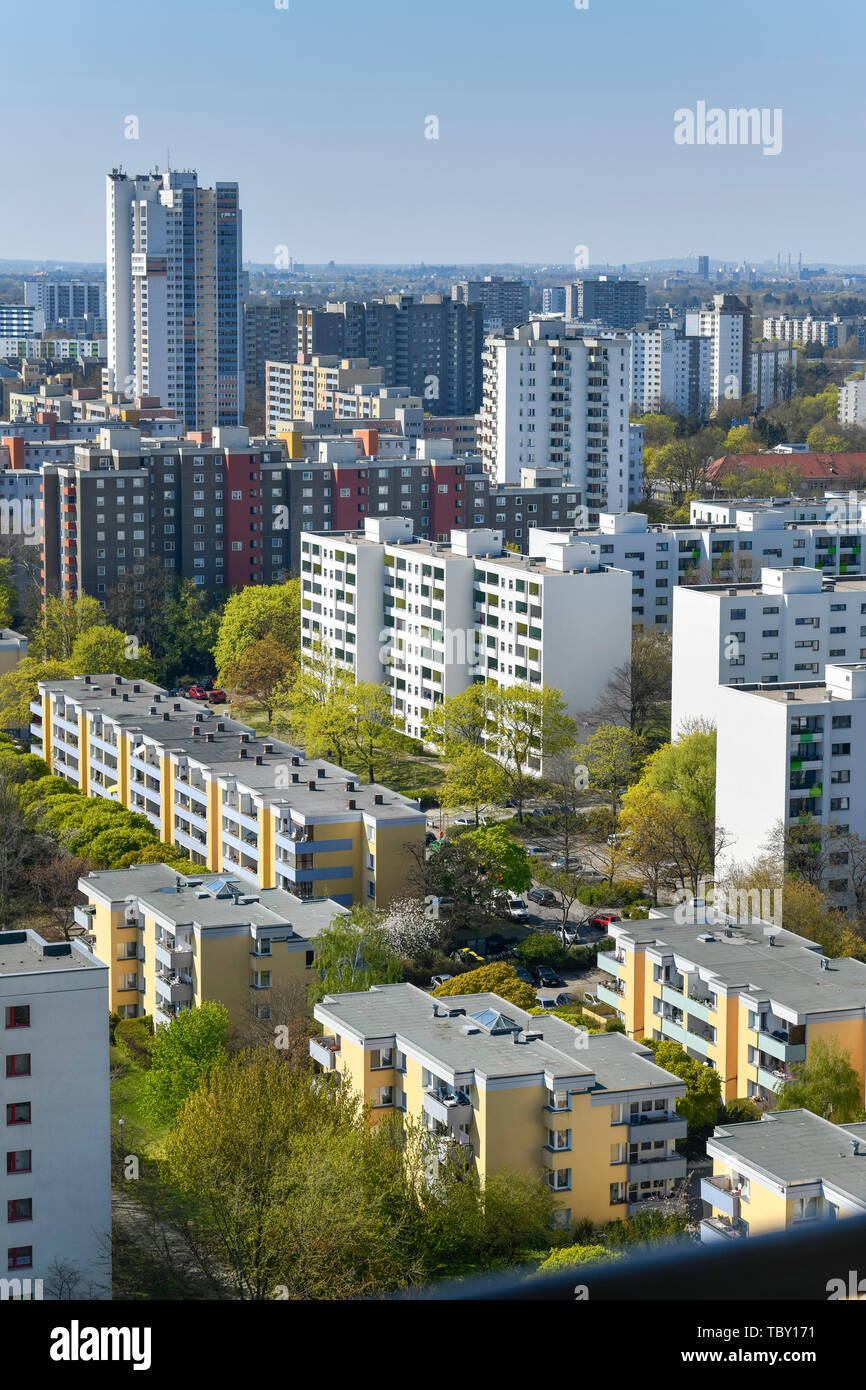 Hochhäuser, Fritz Erler Allee, Gropiusstadt, Neukölln, Berlin, Deutschland, Hochhäuser, Fritz-Erler-Allee, Deutschland Stockfoto