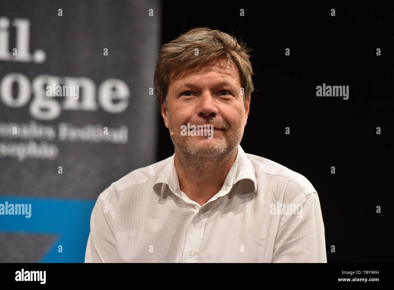 Köln, Deutschland. 03 Juni, 2019. Der Autor und Grüne Politiker Robert Habeck liest und diskutiert Am 7. phil. Köln, die größte deutsche Philosophie Festival. Credit: Horst Galuschka/dpa/Horst Galuschka dpa/Alamy leben Nachrichten Stockfoto