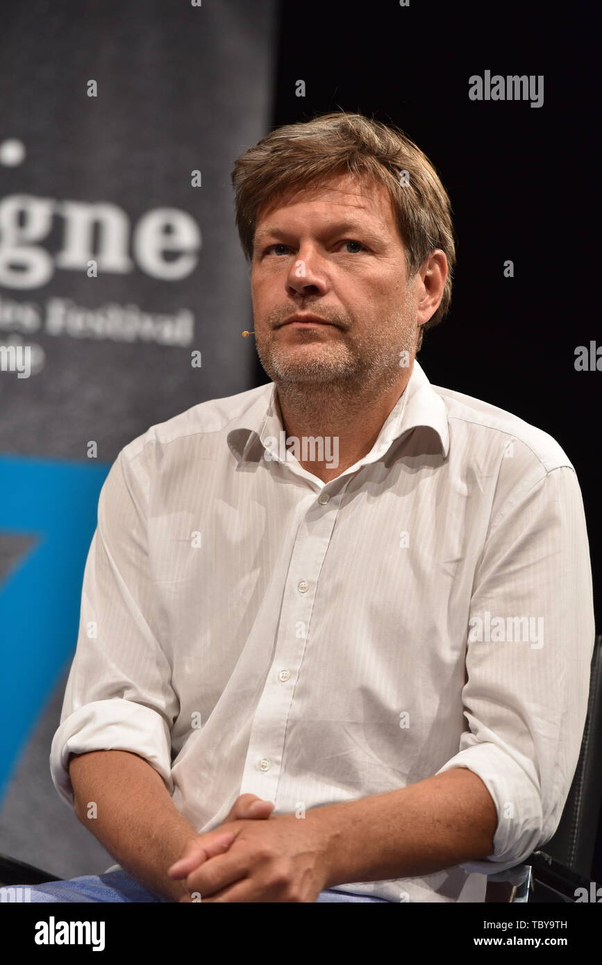 Köln, Deutschland. 03 Juni, 2019. Der Autor und Grüne Politiker Robert Habeck liest und diskutiert Am 7. phil. Köln, die größte deutsche Philosophie Festival. Credit: Horst Galuschka/dpa/Horst Galuschka dpa/Alamy leben Nachrichten Stockfoto