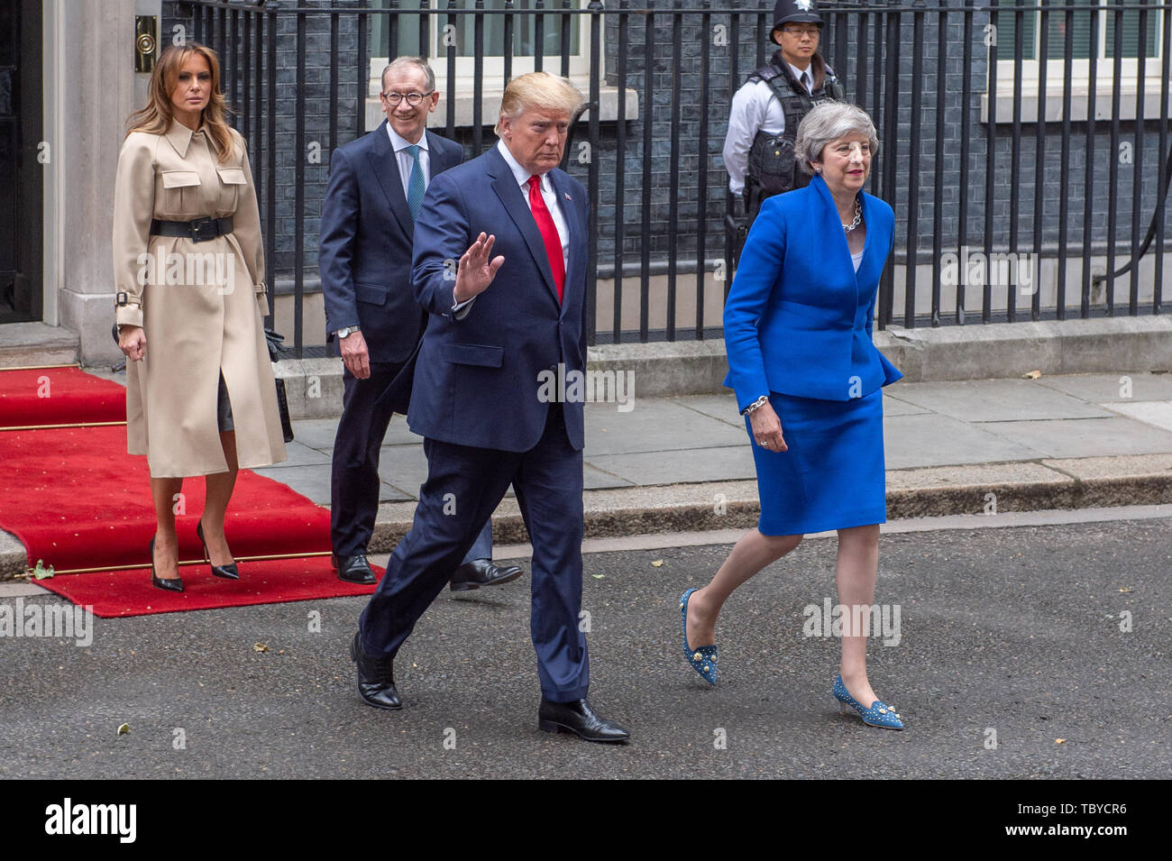 London, Vereinigtes Königreich. 4. Juni 2019. US-Präsident Donald Trump und Theresa in Downing Street das Außenministerium. Credit: Peter Manning/Alamy leben Nachrichten Stockfoto