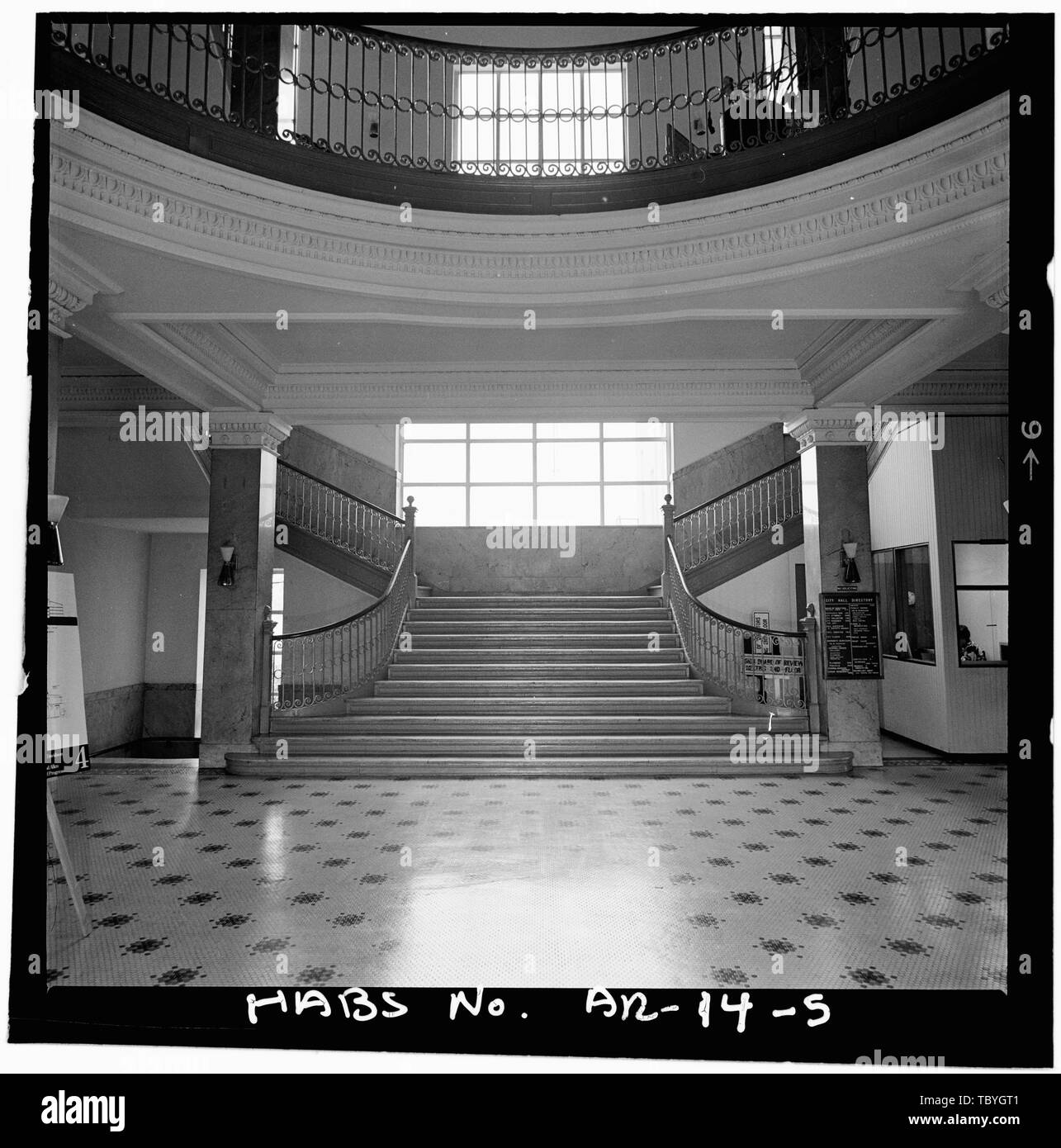 Haupttreppe Little Rock City Hall, Broadway und Markham, Little Rock, Pulaski County, AR Stockfoto
