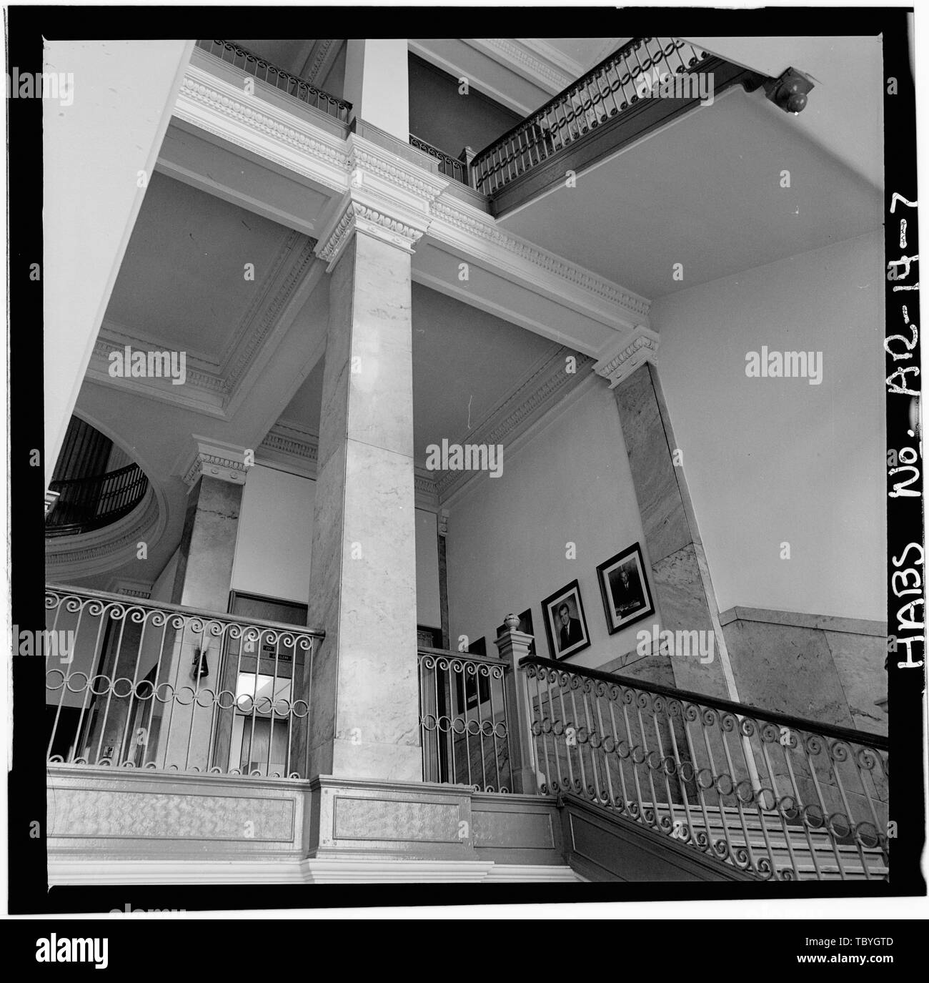 Haupttreppe, 2.Stock Landung Little Rock City Hall, Broadway und Markham, Little Rock, Pulaski County, AR Stockfoto