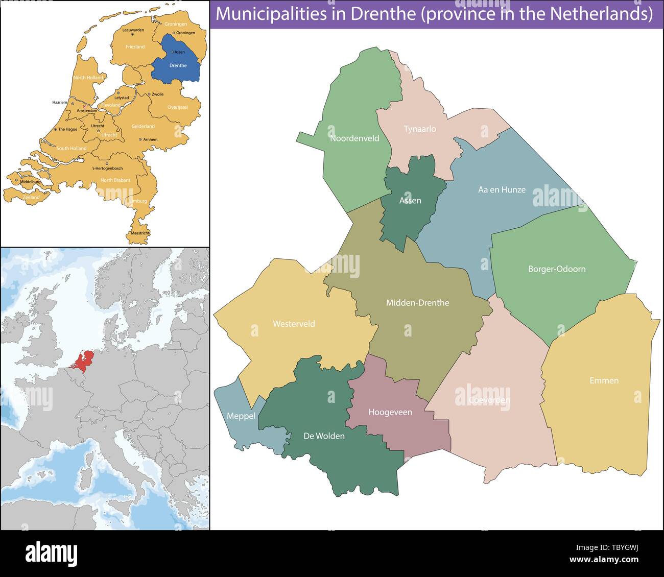 Drenthe ist eine Provinz in den Niederlanden Stock Vektor