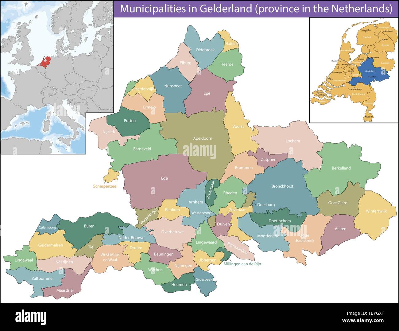 Provinz In Den Niederlanden 6 Buchstaben Arnhem die niederlande Stock-Vektorgrafiken kaufen - Alamy