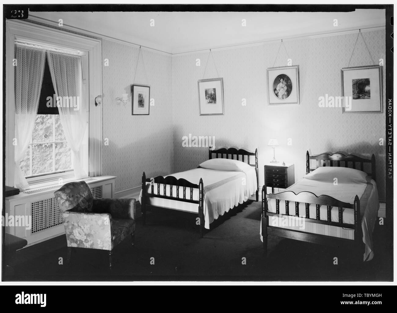Morgen Zimmer, F.D.R. in diesem Raum wurde geboren, Juli 1941. Springwood, Hyde Park, Dutchess County, NY Stockfoto