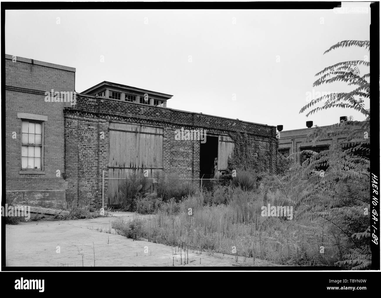 N Erhöhung der Schreinerei. Zentrale von Georgia Railway, Savannah Werkstätten und Terminal, Tischlerei, begrenzt durch West Broad, Jones, West Grenze und Rumpf Straßen, Savannah, Chatham County, GA Stockfoto