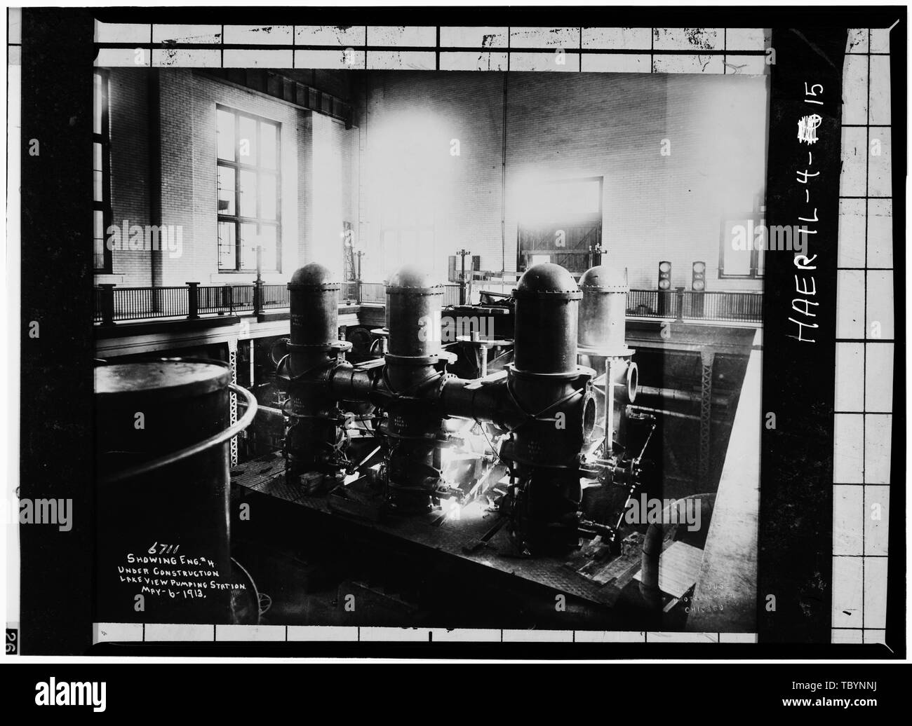 Nr. 4 Motor. Lakeview Pumpstation, Clarendon und Montrose Avenue, Chicago, Cook County, IL Stockfoto