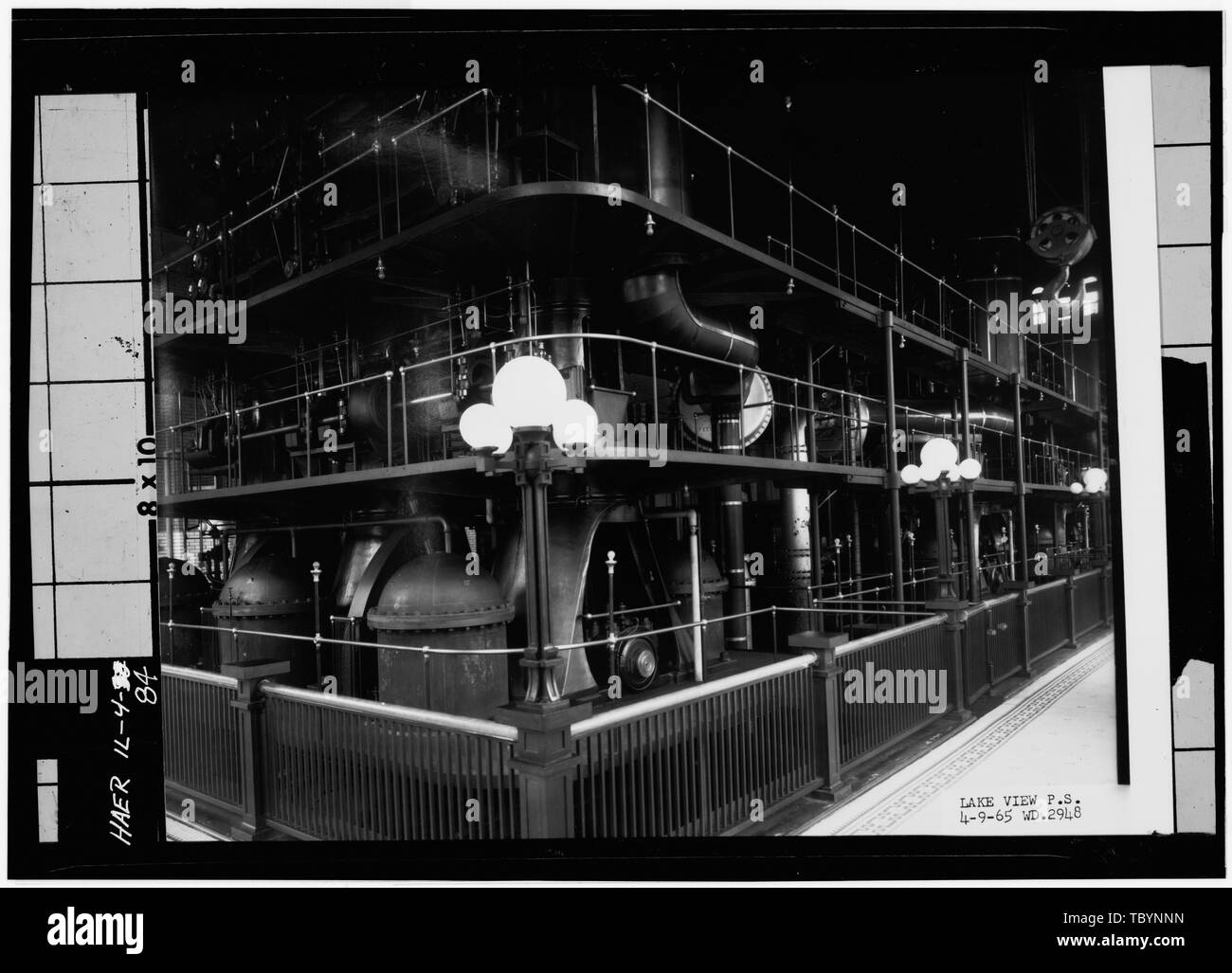 Nr. 4 Motor. Lakeview Pumpstation, Clarendon und Montrose Avenue, Chicago, Cook County, IL Stockfoto