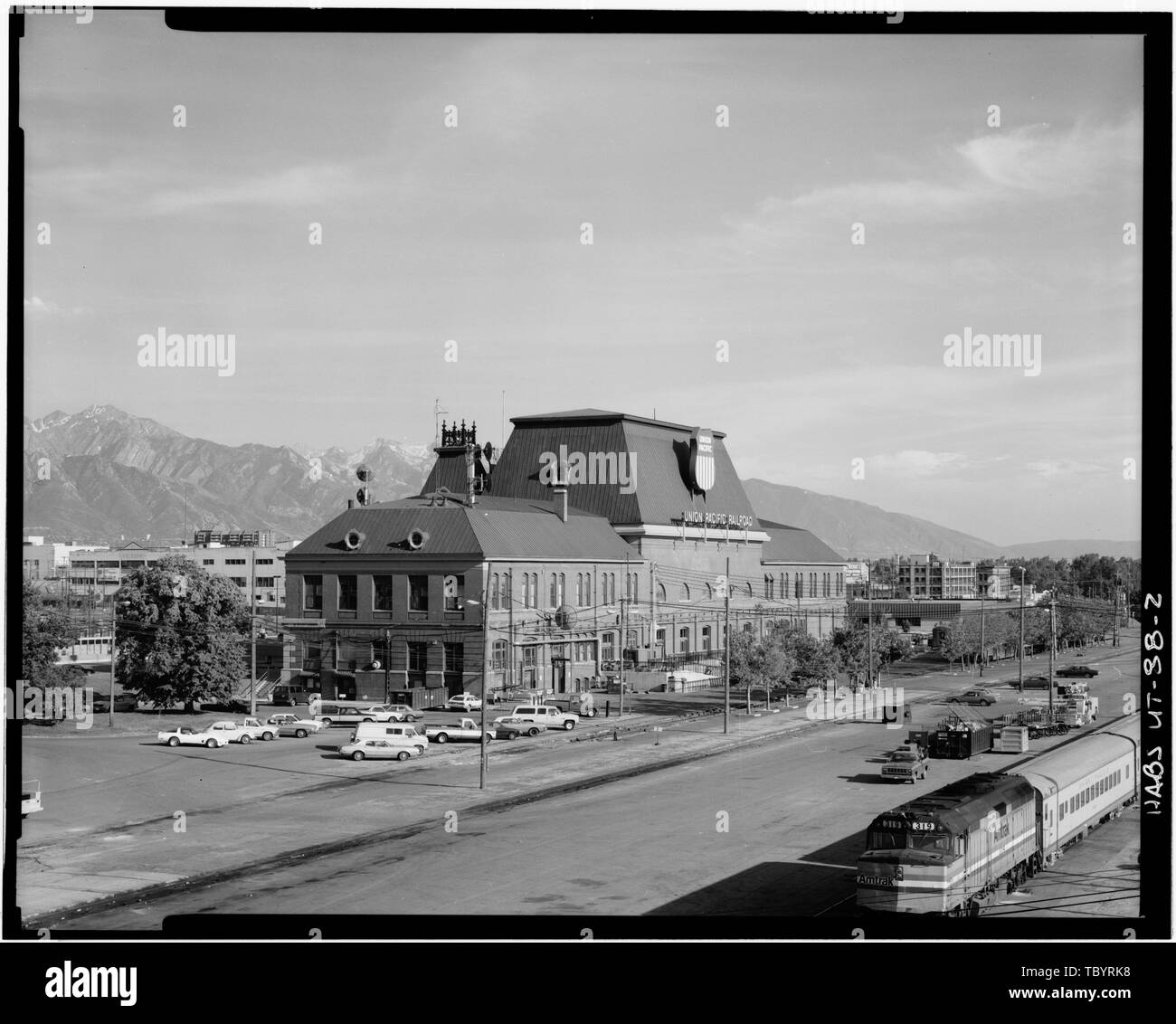 Im Norden und Westen seiten Union Personenbahnhof, Dritte West und South Temple, Salt Lake City, Salt Lake County, UT Stockfoto