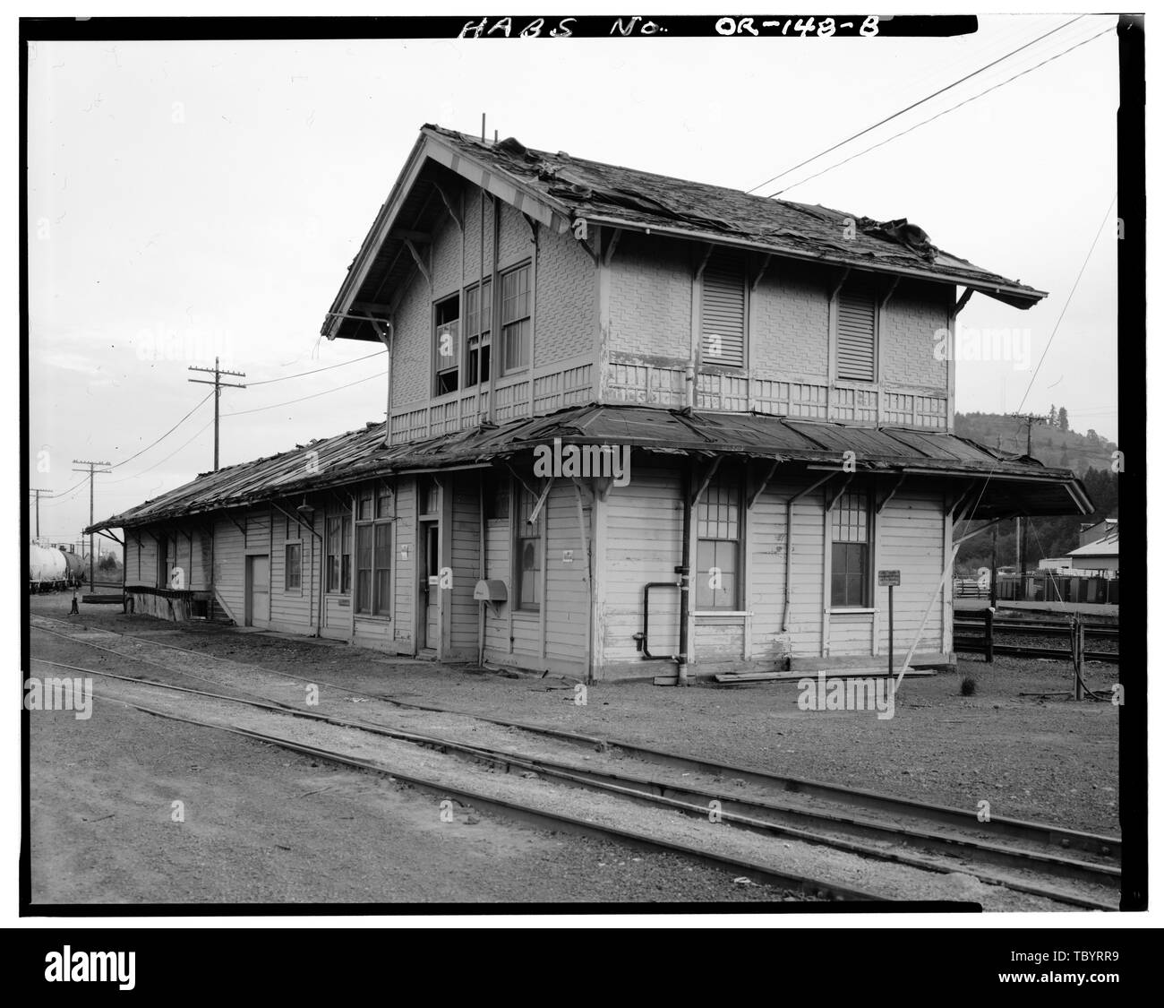 Nord- und Westseite Southern Pacific Railroad Station, 310 South 7th Street, Springfield, Lane County, ODER Stockfoto