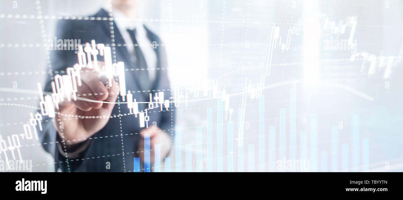 Forex Handel, Finanzmärkte, Investitionen, das auf Business center Hintergrund. Stockfoto