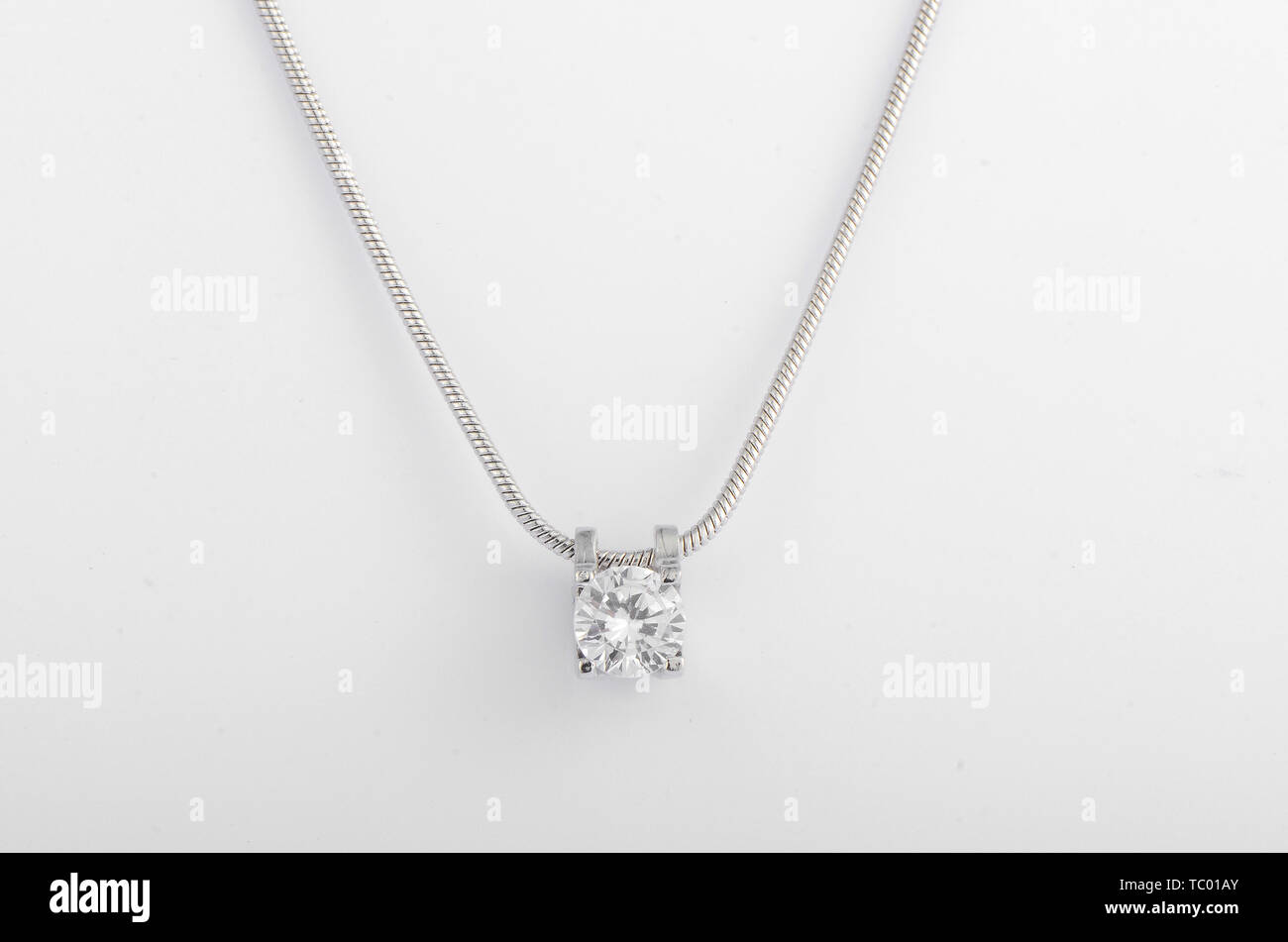 Diamond Sterling Silber Halskette Anhänger Stockfoto