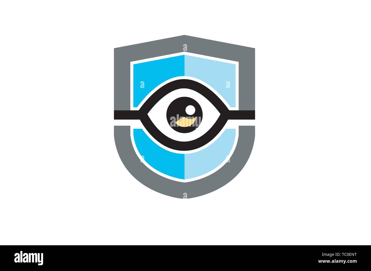 Creative Blue Shield Eye Vision Logo Design Symbol Vektor Illustration Stock Vektor