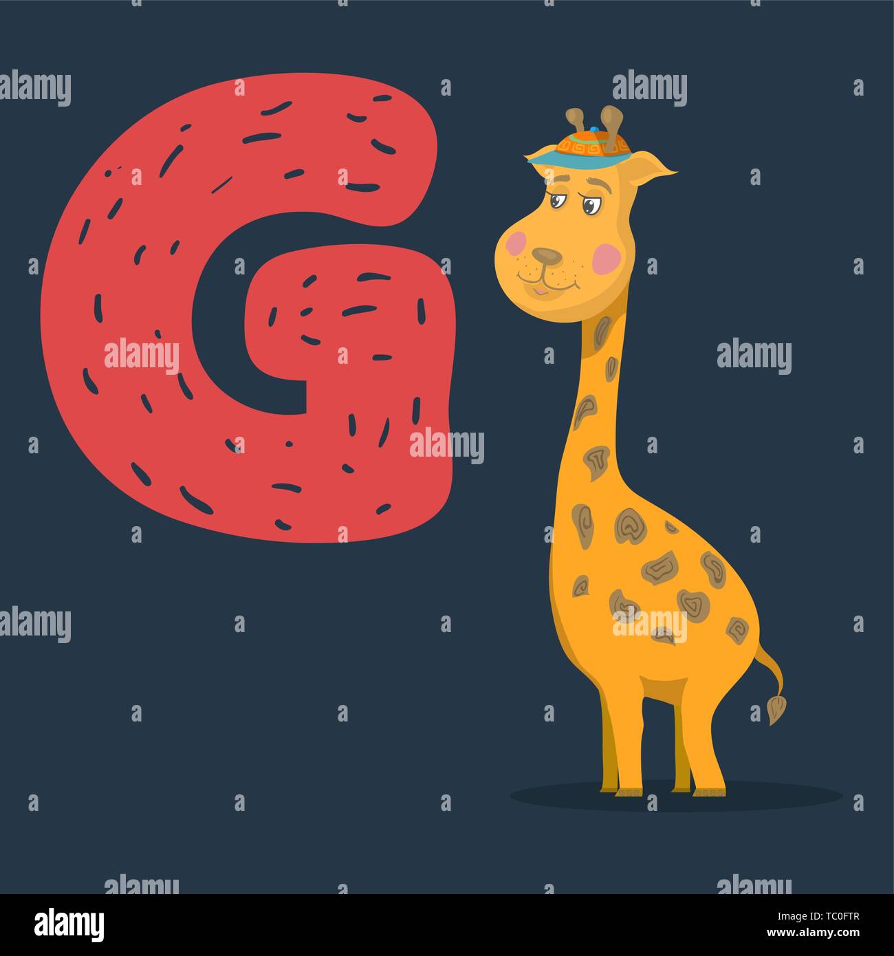 Giraffe Vektor Charakter Mit Dem Buchstaben G Stock Vektorgrafik Alamy