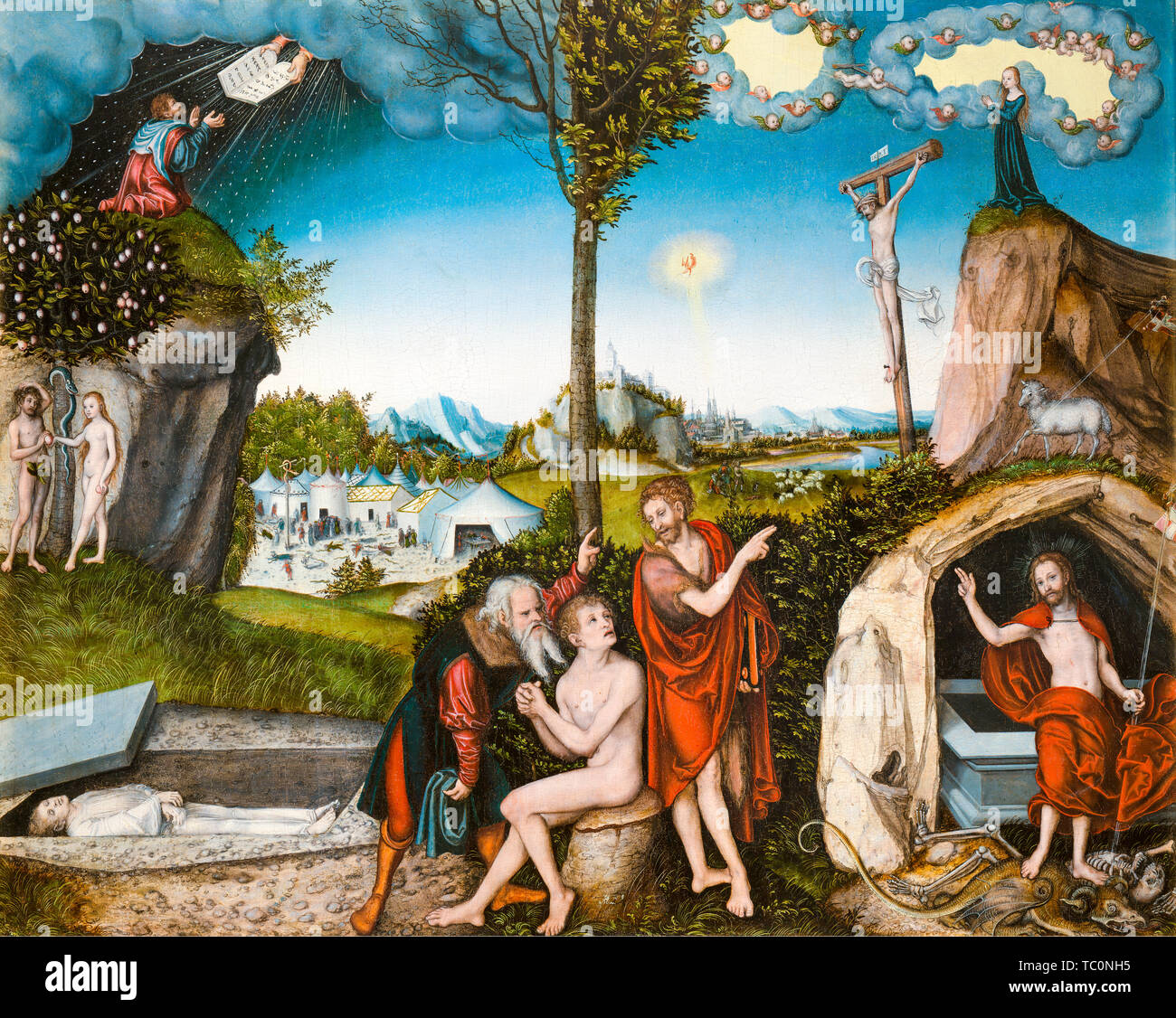 Lucas Cranach der Ältere, Gesetz und Gnade, Verdammnis und Erlösung, Malerei, 1529 Stockfoto