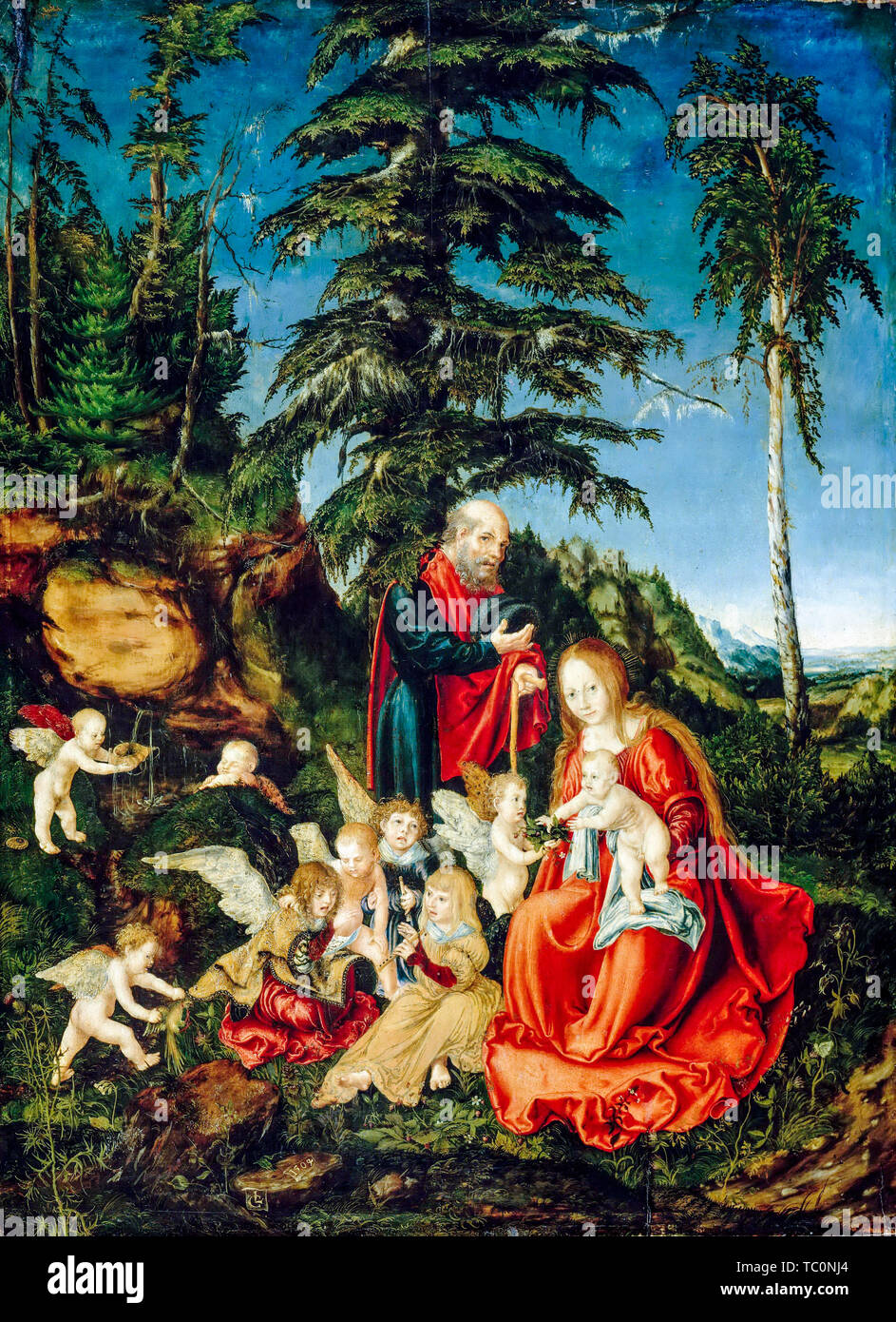 Lucas Cranach der Ältere, Die Ruhe auf der Flucht nach Ägypten, Malerei, 1504 Stockfoto