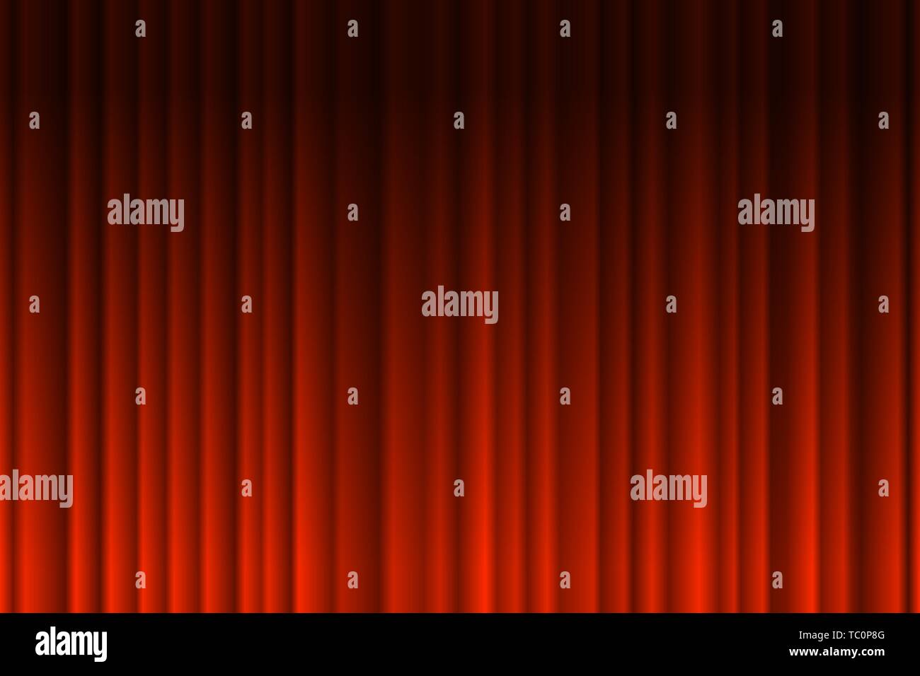 Geschlossen Luxus rote Vorhang mit vielen Schatten Bühne Hintergrund spotlight Strahl beleuchtet. Theatralische Vorhänge. Vector Illustration Stock Vektor
