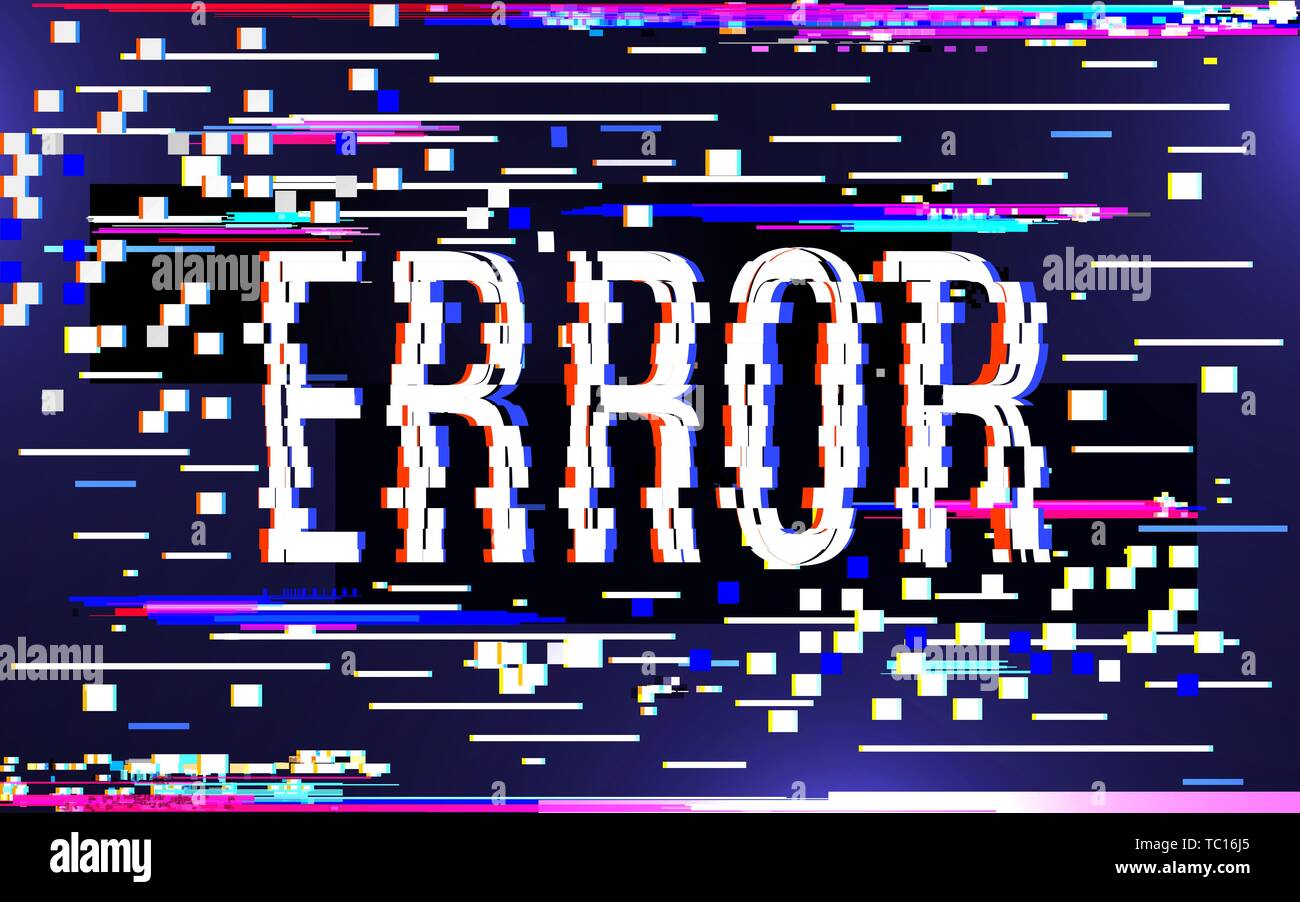 Glitch Fehler Konzept. Bunte digitale Pixel. Tv-Bildschirm. Beschädigtes Image auf farbigen Hintergrund. Vector Illustration Stock Vektor