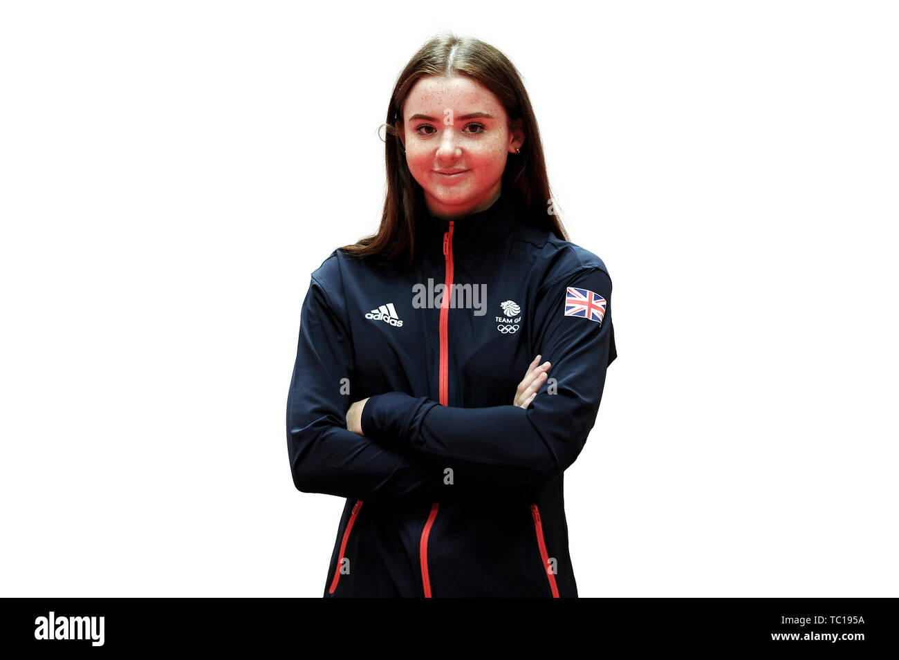 Sacha Muir während der KITTING out Session für die 2019 Minsk europäische Spiele am Birmingham NEC. Stockfoto