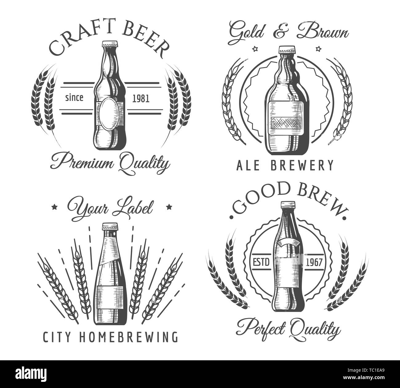 Handwerkliche Handwerk Bier Etiketten. Handarbeit Handarbeit