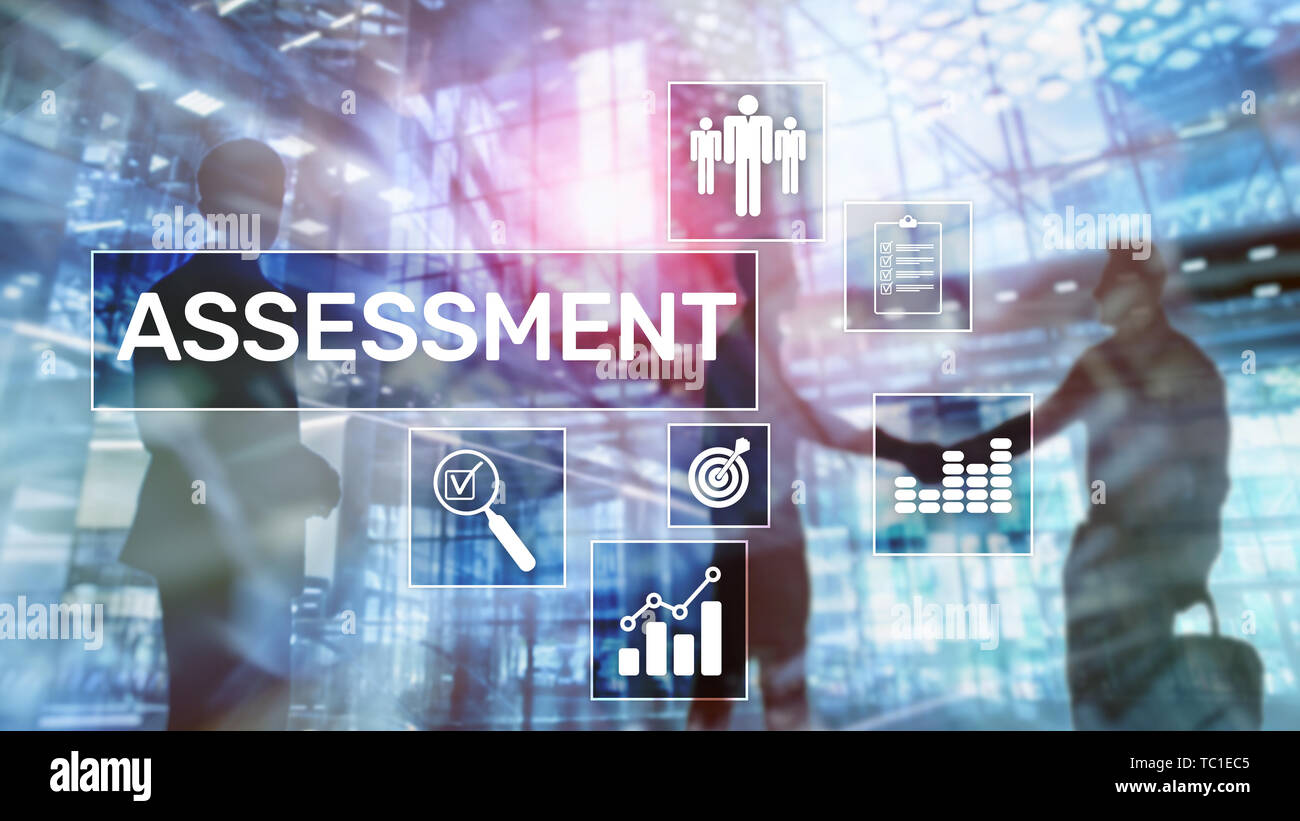 Bewertung Bewertung Analytik Business und Technologie Konzept auf unscharfen Hintergrund Stockfoto