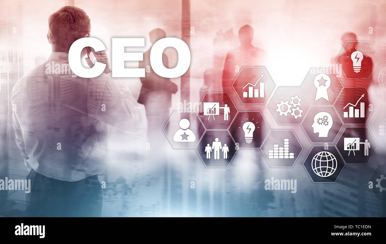 CEO Business Konzept. Chief Executive Officer. Finanzieller Hintergrund mixed Media. Stockfoto