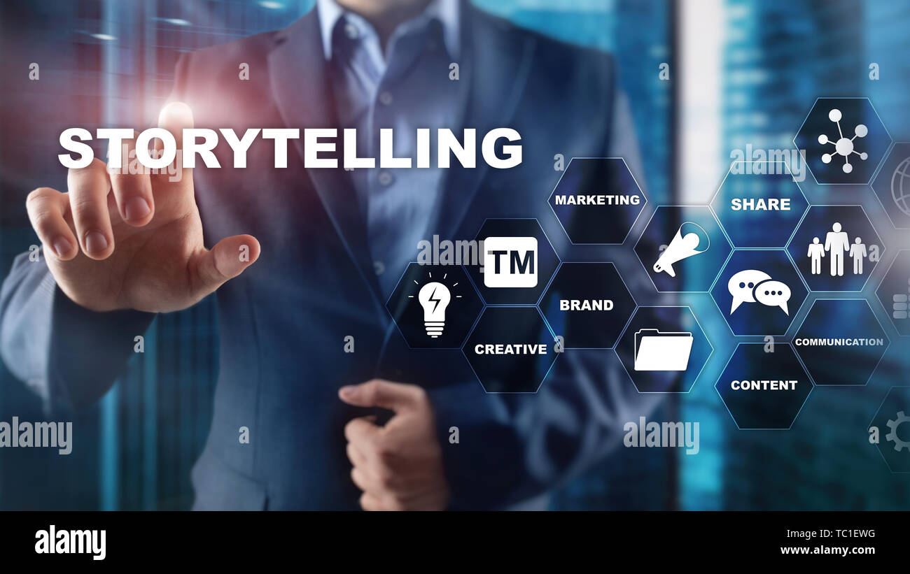 Storytelling. Story Telling Financial Business Konzept. Abstrakte verschwommenen Hintergrund Stockfoto