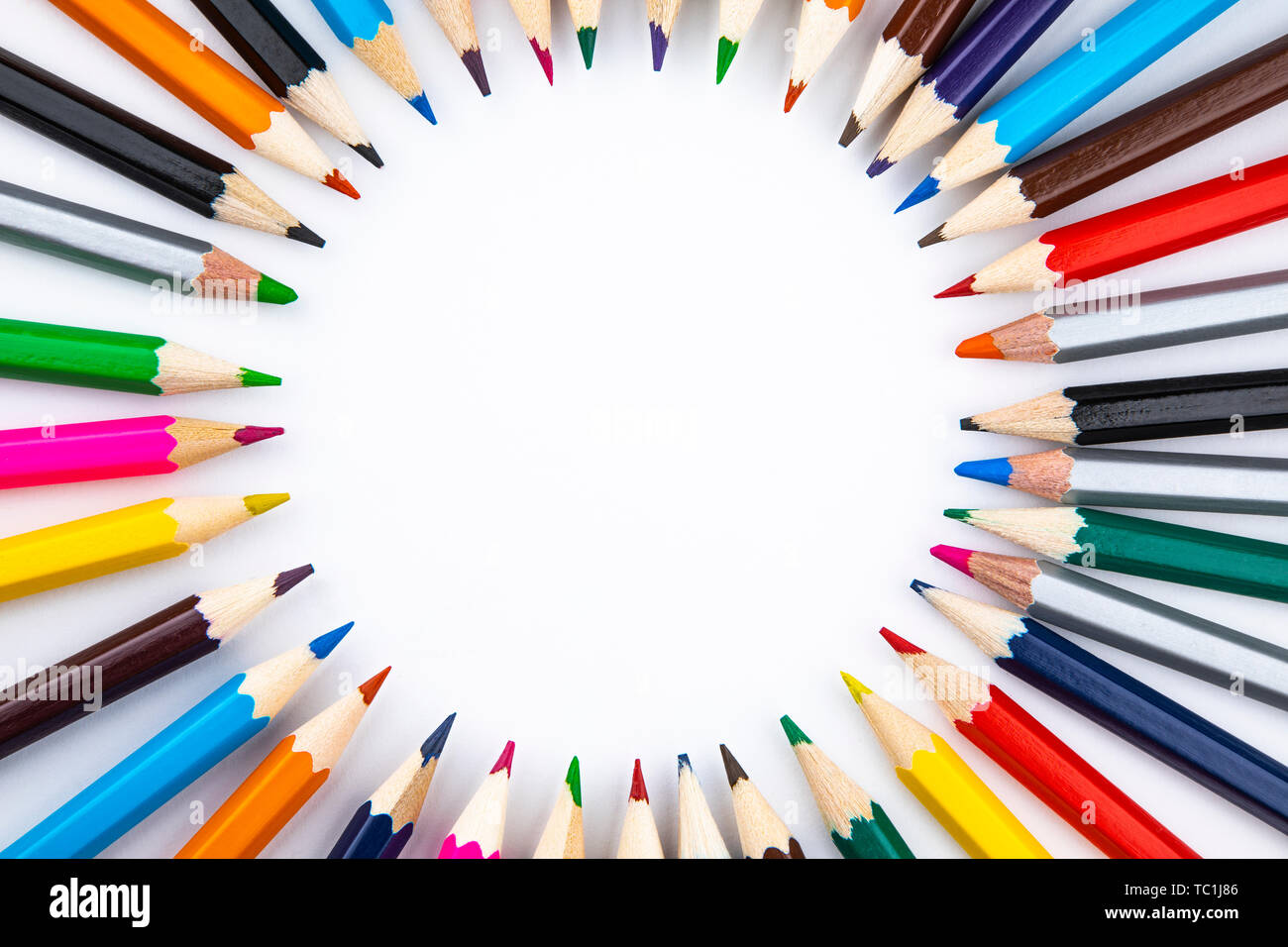 Zurück zum Konzept der Schule. Bleistifte Hintergrund, Rahmen Stockfoto