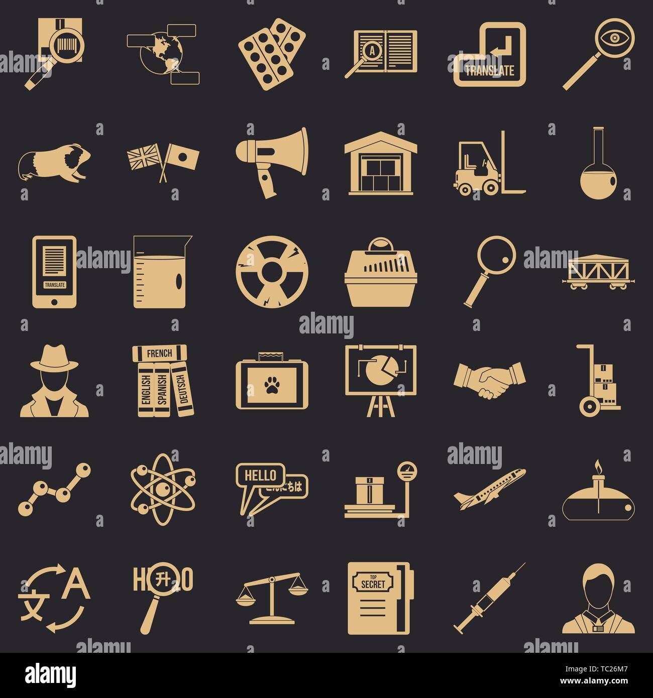 Wissenschaftliches instrument Symbole gesetzt, einfachen Stil Stock Vektor