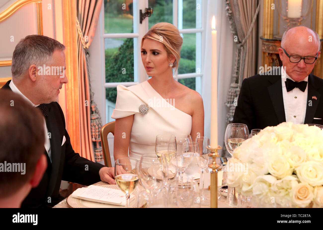 Ivanka Trump an der Rückkehr Abendessen in Winfield House, der Residenz des Botschafters der Vereinigten Staaten von Amerika, Großbritannien, im Regent's Park, London, als Teil der US-Präsident Donald Trumps der Staatsbesuch in Großbritannien. Stockfoto