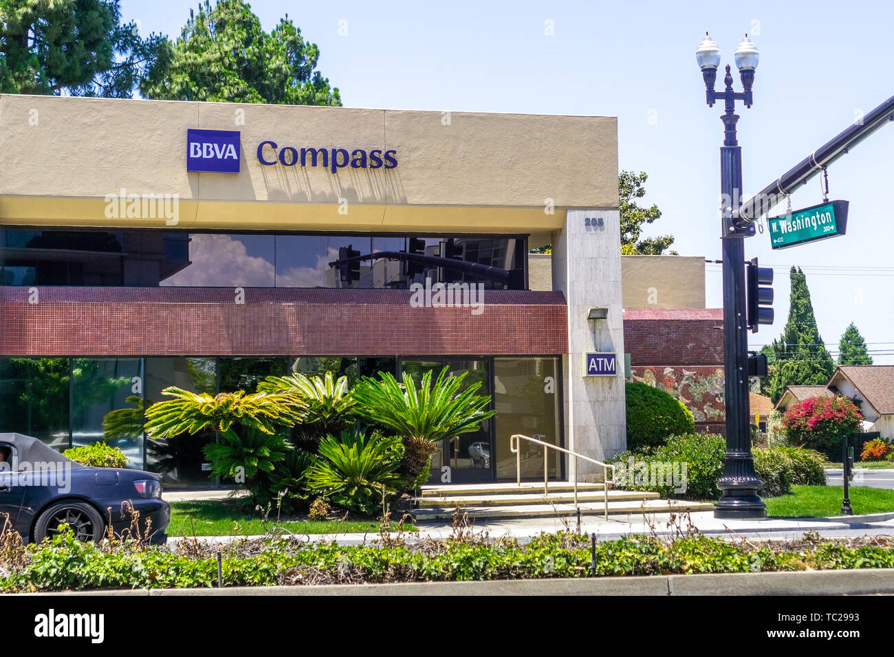 Juni 1, 2019 Sunnyvale/CA/USA - BBVA Compass Bancshares, Inc. (eine Bank Holding) Zweig in der Nähe der Innenstadt von Sunnyvale, South San Francisco Bay Stockfoto