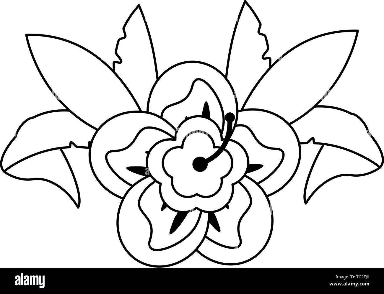 Altea mugunghwa koreanischen Blume Symbol in Schwarz und Weiß Stock Vektor