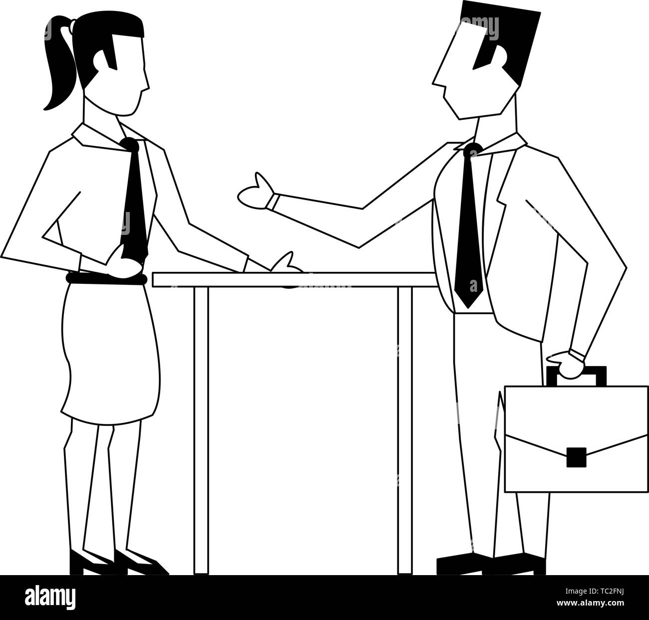 Geschäftsleute Avatare Comicfiguren in Schwarz und Weiß Stock Vektor