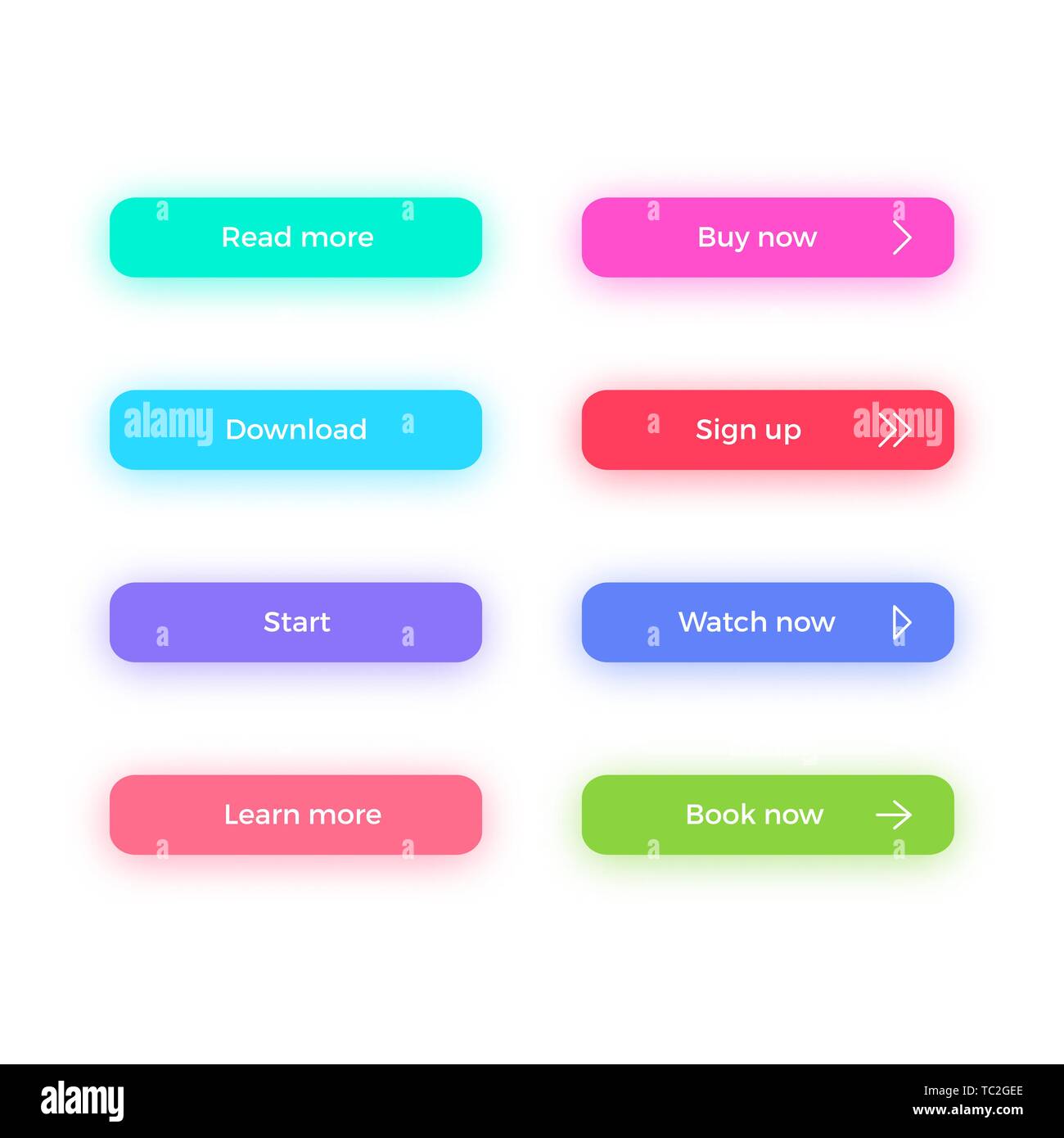 Aufruf zur Aktion Web Buttons mit Schatten gesetzt. Helle farbe Design für Webseite. Stock Vektor