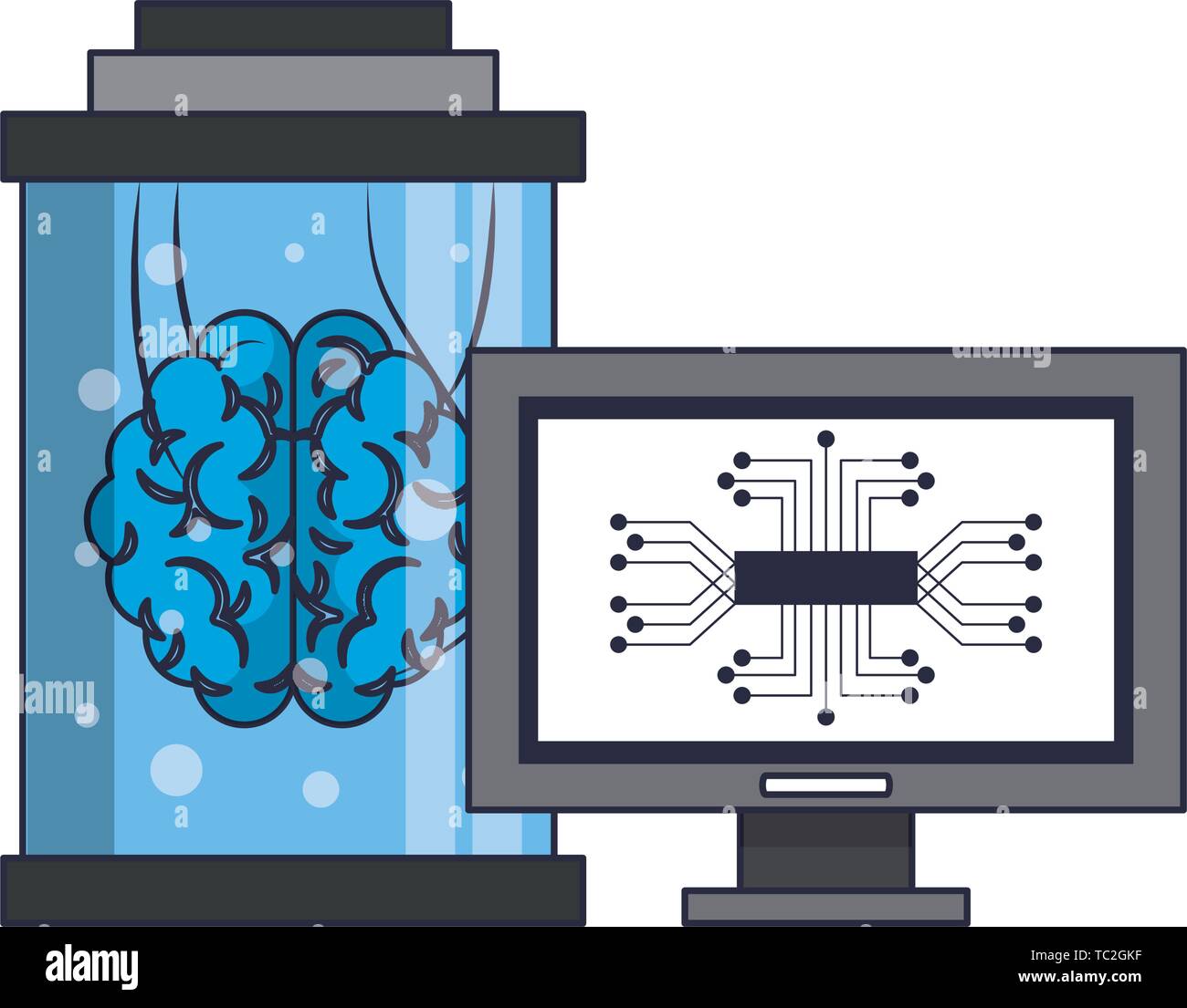 Künstliche Intelligenz Symbole Konzept Cartoon Stock-Vektorgrafik - Alamy
