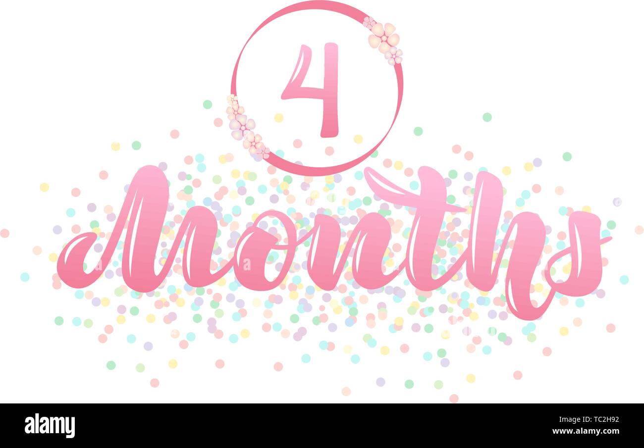 Vector Illustration mit einem Baby alter Marker - 4 Monate. Stock Vektor