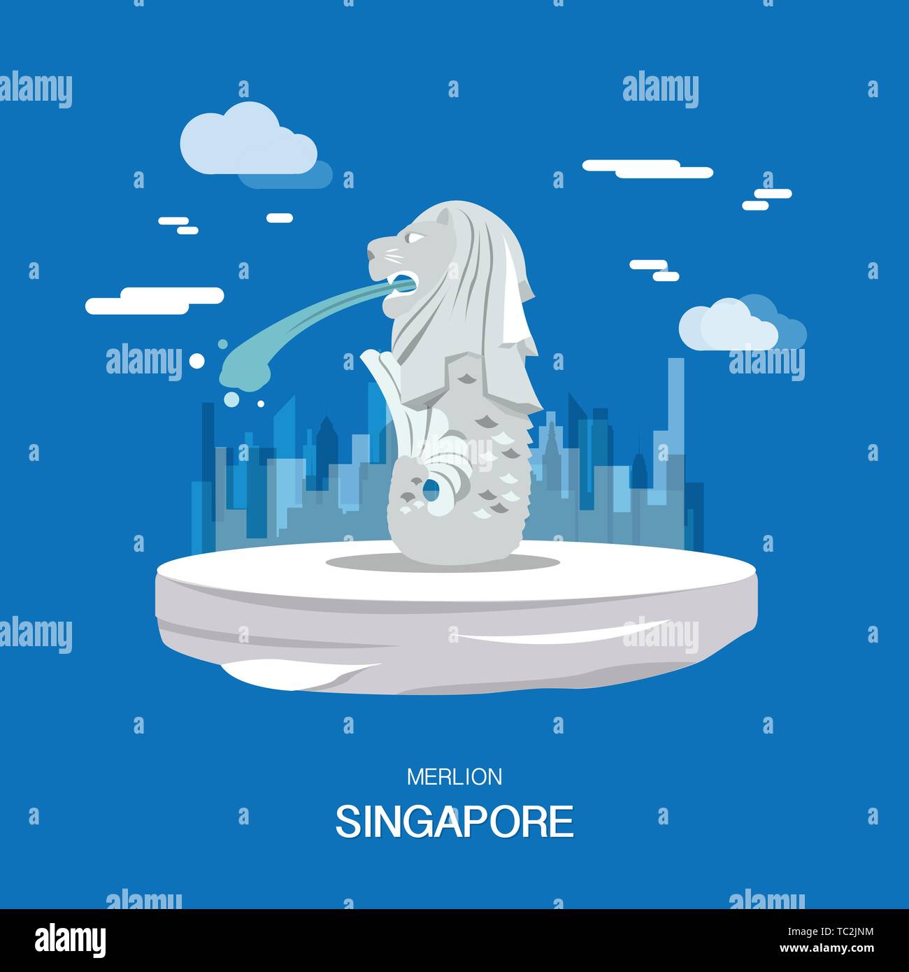 Merlion Wahrzeichen und Touristenattraktion in Singapur illustration Design. Vektor Stock Vektor