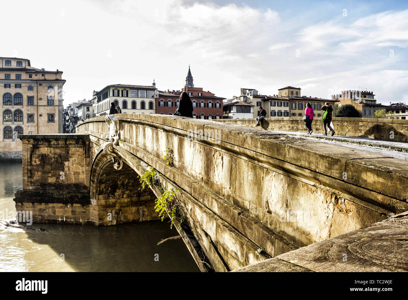 Florenz, Florenz, Italien. 18 Dez, 2012. Die Brücke Ponte Santa Trinita Brücke (Heilige Dreifaltigkeit), der ältesten elliptisch Bogenbrücke der Welt. Florenz, Provinz Florenz, Italien. Credit: Ricardo Ribas/SOPA Images/ZUMA Draht/Alamy leben Nachrichten Stockfoto