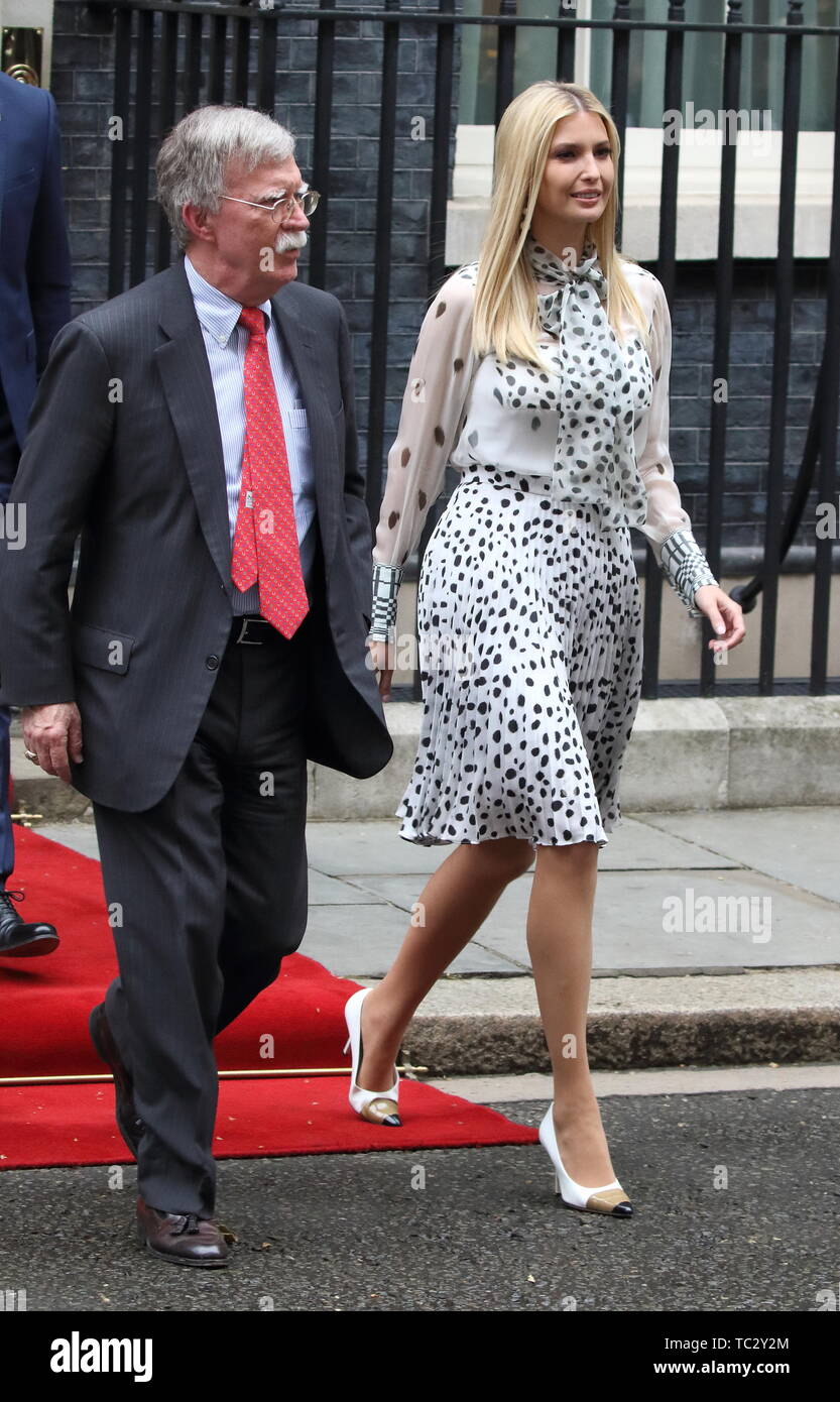 London, Großbritannien. 04 Juni, 2019. John Bolton, US National Security Advisor und Ivanka Trump lassen keine Downing Street 10 am zweiten Tag der Staatsbesuch von US-Präsident Donald Trump in Großbritannien Quelle: SOPA Images Limited/Alamy leben Nachrichten Stockfoto