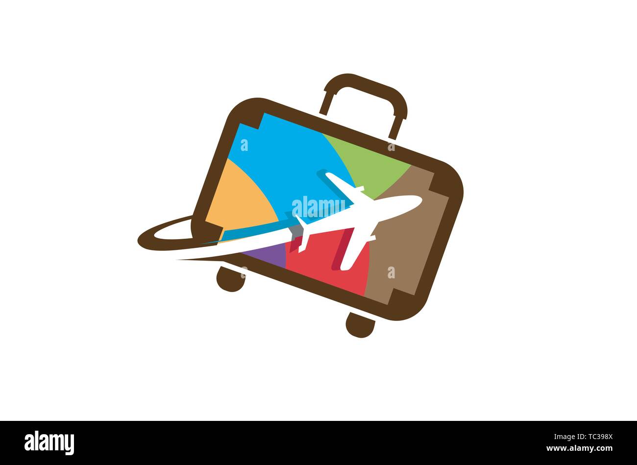Bunte Koffer Reise Flugzeug Symbol Creative Air Logo Design Illustration Stock Vektor Bunte Koffer Reise Flugzeug Symbol Creative Air Logo Design Illustration Stock Vektor