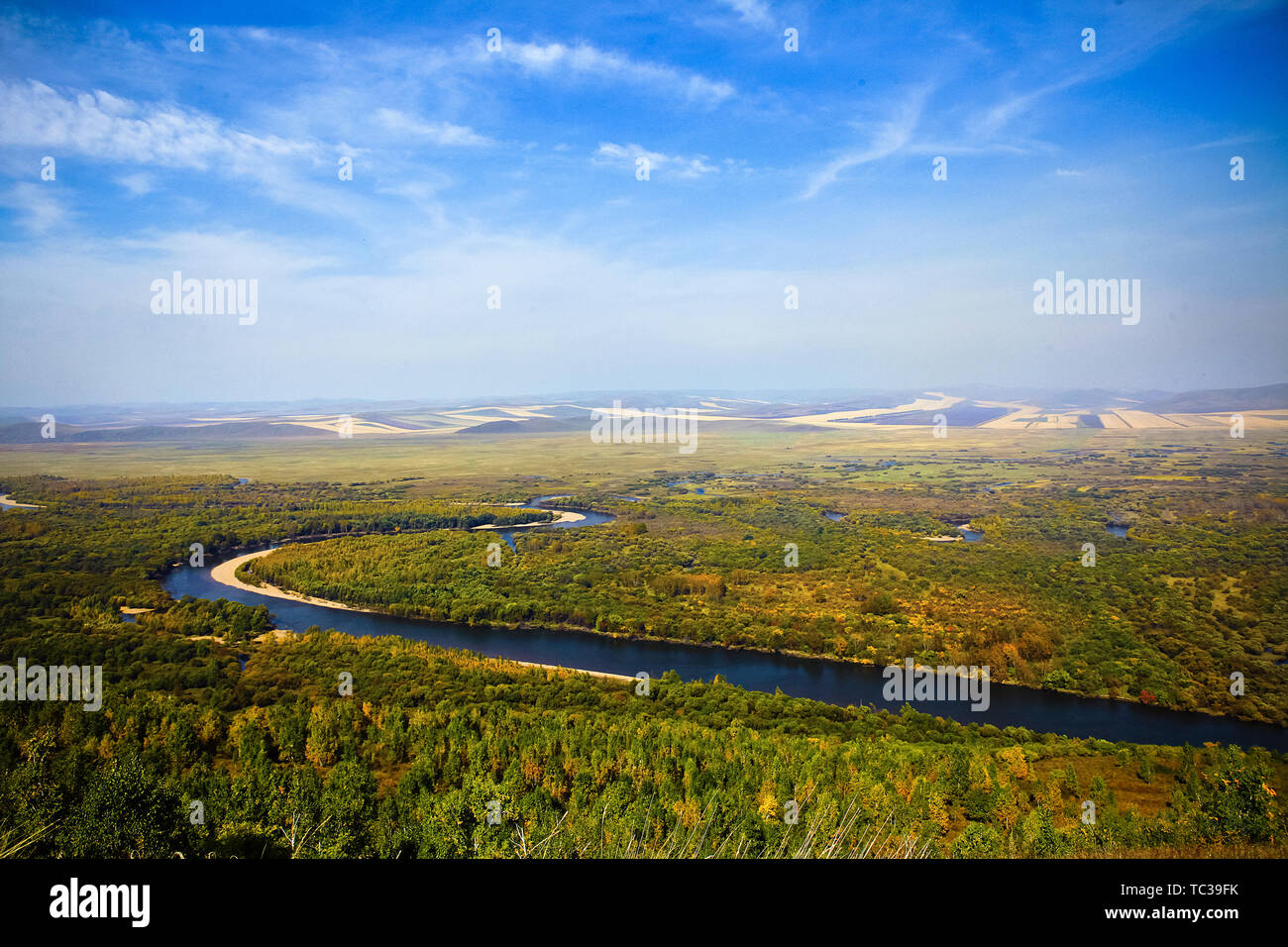 Erguna, d. h. eine gekrümmte Fluss. @ Erguna 2014.09.13 Stockfoto