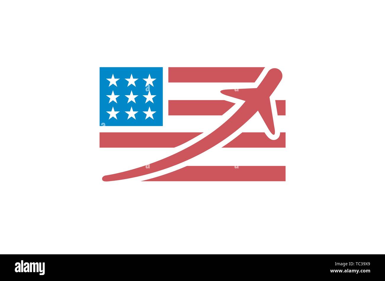 Die Flagge Der Vereinigten Staaten Flug Creative Air Logo Design Illustration Stock Vektor
