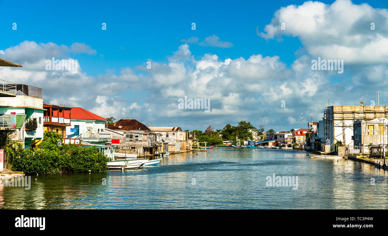 Haulover Creek in Belize City. Stockfoto
